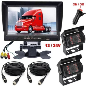 4Pin 7" Rear View Monitor Dual Reversing Camera Kit for Truck Bus Trailer RV Van - Picture 1 of 24