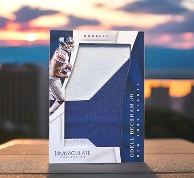 NY Giants Odell Beckham Jr 2017 Panini Immaculate Collection Numbers Patch 4/10 - Image 1 of 2