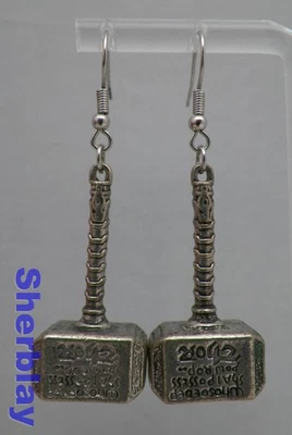 Pendientes de gancho colgantes de peltre martillo Thor Mjolnir Marvels Foto 1 de 3