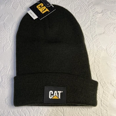 Gorro Caterpillar Para Hombres Puño Gato Ejército Musgo Verde Talla Única Sombrero Parche NUEVO Foto 1 de 4
