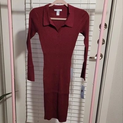 London Times女式小号长袖领罗纹毛衣连衣裙 — 第 1/4 张图片