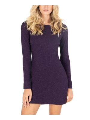 SPEECHLESS Womens Purple Long Sleeve Mini Party Sheath Dress 1 - Image 1 of 4