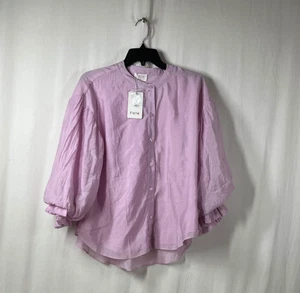 NWT Fate Women's Pink Long Puffy Sleeve Button Up Blouse - Size S - Picture 1 of 4