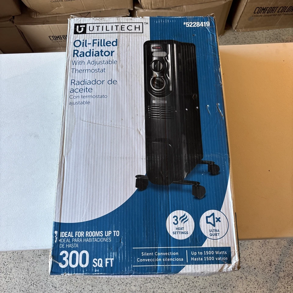 Utilitech 1500-Watt Oil-Filled Radiator Indoor Electric Space Heater 5228419
