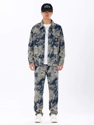 Ensemble denim homme High Street luxe veste et jean rétro lavé décontracté tenue ample - Photo 1/4