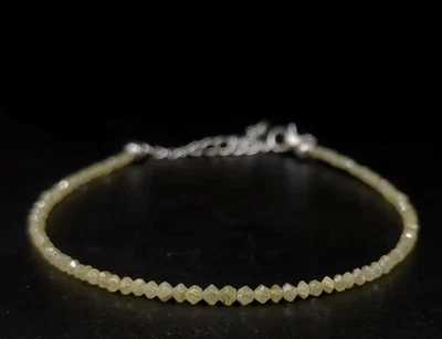 Brazalete con cuentas de diamantes 100 % natural facetado rondelle amarillo plata de ley 925 Foto 1 de 4