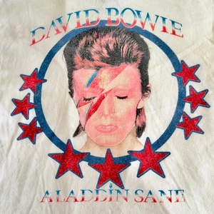 Rare Bowie 75 Aladdin Sane Double Sided Women’s T-Shirt Official Lightning Bolt - Picture 1 of 13