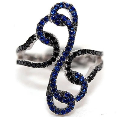 2CT Treated Blue Sapphire 925 Solid Sterling Silver Ring Sz 8 MM3-4 - Image 1 of 3