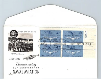 S06-0677, NAVAL AVIATION 50TH ANNIV., PLATE NUMBER BLOK, ARTCRAFT FDC - Image 1 of 2