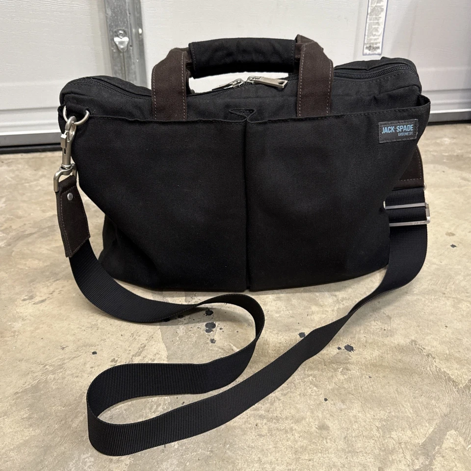 Bolso de viaje Jack Spade negro para computadora portátil/mensajero con correa para el hombro desmontable negro Foto 1 de 4