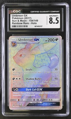 CGC 8.5 Umbreon GX 2017 Sun & Moon 154/149 Rainbow Rare Holo Pokemon Card - Image 1 of 2