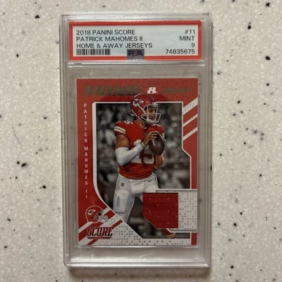 2018 Panini Score Patrick Mahomes II Home & Away Jerseys PSA 9￼￼ - Image 1 of 2
