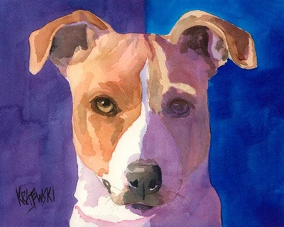 Jack Russell Terrier Print of Original Fine Art Watercolor by Ron Krajewski - Image 1 of 4