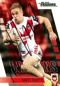 Signed 2019 ST GEORGE ILLAWARRA DRAGONS NRL Card MATT DUFTY - Bild 1 von 2