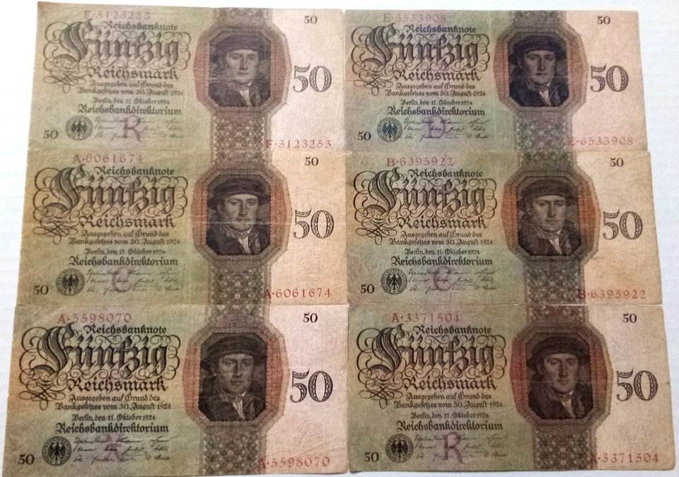 RARE 1924 ANTI-INFLATION 50 MARKS WORTH 500 MILLION 1923 MKS! F-VF Priced SINGLY - Image 1 of 2