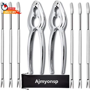 Lobster Crackers and Picks Set, 8Pcs Crab Leg Cracker Tools - Stainless Steel Se - Picture 1 of 12