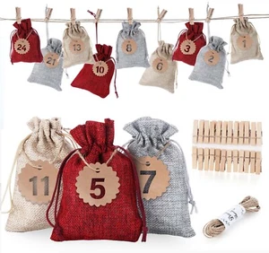  24 Adventskalender zum Befüllen Weihnachten Säckchen 10x14cm Weihnachtskalender - Bild 1 von 9