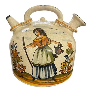 Cea David Krug Kanne Antik Italienisch Keramik Pottery Hand Crackle Bemalt - Bild 1 von 12