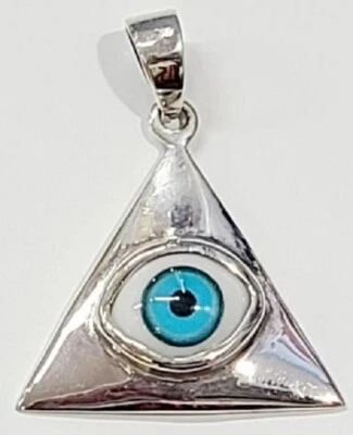 Colgante Triángulo Mal de Ojo Plata de Ley 925 Ojo Azul Claro # 4 Foto 1 de 4