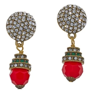 Heidi Daus "Sparkling Strasbourg" Red Drop Earrings-Pierced-NWT - Picture 1 of 2