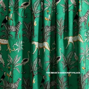 Indian Cotton 1 Yard Fabric Animal Tiger Print Handmade Running Sewing Material - Foto 1 di 7