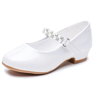 Girls Flats Shoes High Heels White Toddler for First Communion Wedding Party ... - Picture 1 of 9