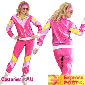 Ladies Pink 80s Height Of Fashion Costume Retro Neon 1980s Shell Suit Tracksuit - Picture 1 of 4