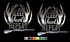 (2) EAT SLEEP HUNT REPEAT GUN Vinyl Decals - CUSTOM SIZE COLOR for CARS,TRUCKS