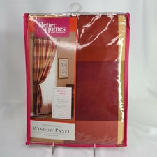 Lined Taffeta Window Panel Curtain 54 x 84 Campari Check Machine Wash Poly New