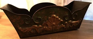Contenedor de metal decorativo cobre bronce tonos rectangular - Imagen 1 de 11