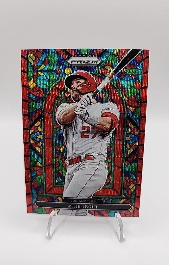 2022 Panini Prizm Stained Glass Mike Trout Red Wave 10/99 SP MLB Angels