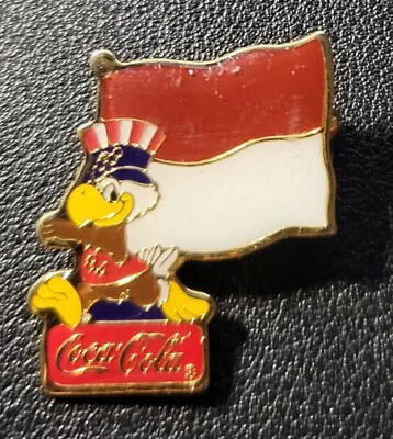 1984 LA Олимпийский спонсор Coca Cola... Сэм с флагами... Stick-Pin назад - Изображение 1 из 4
