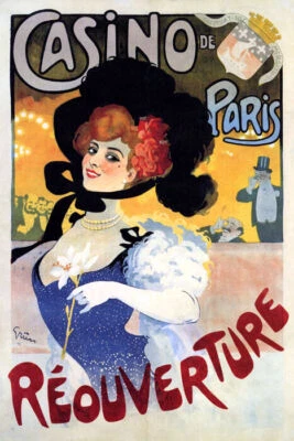 PÓSTER REPRO FRANCÉS CASINO DE PARÍS ESPECTÁCULO DE REOBERTURA CHICA DANZA TEATRO Foto 1 de 3