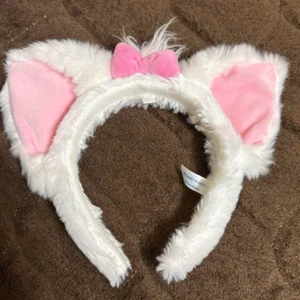 Tokyo Disney Marie Cat Ears Headband White Pink Faux Fur Exclusive - Picture 1 of 2