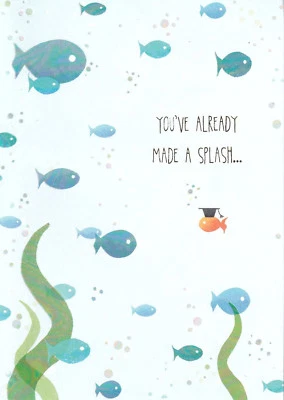 PAPYRUS GRADUATION CARD NIP MSRP $4.95 FISH CARD (L4) - Image 1 of 3