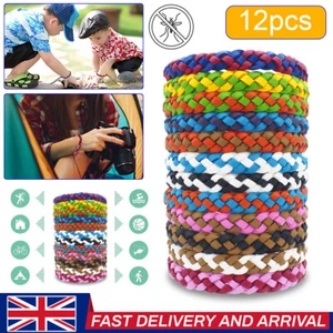 12PCS Pest Mosquito Repellent Bracelet Deet-Free Bands Adjustable Leather UK - Picture 1 of 12