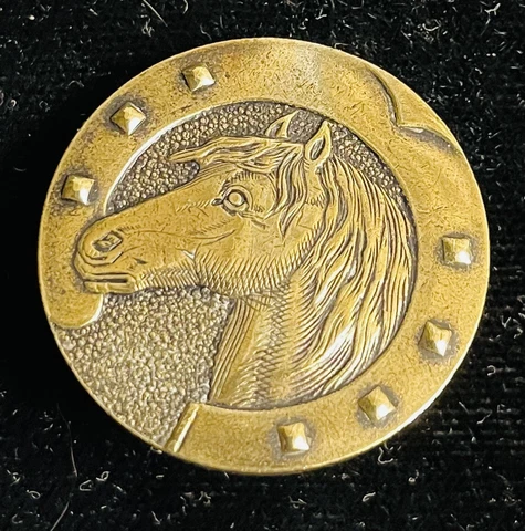 Ex Rare Antique French Tight Top HORSE Brass Button. Ca., 1880s/1890s Cover