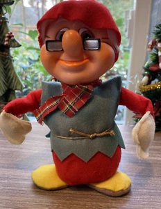 Vintage Christmas Elf pixie plastic face 6" tall Made in Japan - Picture 1 of 11