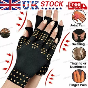 Pair Copper Compression Arthritis Gloves Carpal Tunnel Joint Pain Relief Hand - Picture 1 of 13