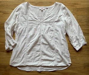 Blusa Top Fat Face Mujer Manga 3/4 Blanco Algodón Bordado Inglés 12 - Imagen 1 de 4