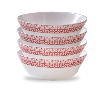 Juego de 4 cuencos de sopa/cereal Corelle Graphic Stitch de 18 oz servicio para 4 rojos Foto 1 de 4