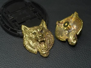 3pcs Solid Copper Brass 3D Wolf head Screwback Conchos DIY Leather accessories - Picture 1 of 12