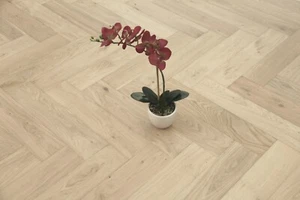 ¡MUESTRA! Suelo de madera de ingeniería parquet espiga de roble sin terminar HO1400 - Imagen 1 de 6