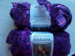 Red Heart Boutique Ribbons metallic ruffle yarn, Aurora, lot of 2 (42 yds ea)