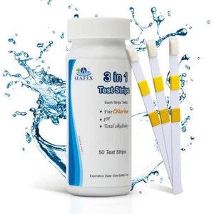 50x Pooltester 3in1 pH-Wert Chlor Test-Kit Alkalinität Wassertester Teststreifen - Bild 1 von 9