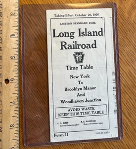 LONG ISLAND RAILROAD Timetable NY - Brooklyn M. / Woodhaven Jc.  (1926) - Picture 1 of 5