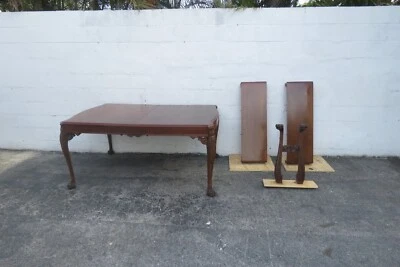 Большой обеденный стол из красного дерева с 2 листьями начала 1900-х с резными когтями 5911 - Изображение 1 из 4