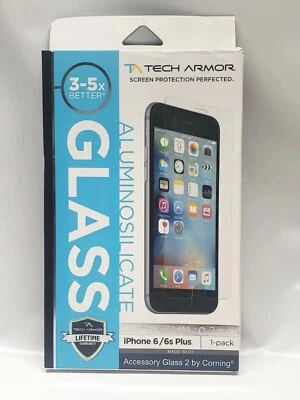Tech Armor Glass Screen Protector for iPhone 6/6s Plus, Rounded Edges 1 - Pack - Image 1 of 4
