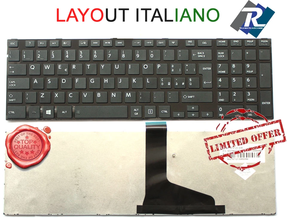 TASTIERA Italiana Toshiba Satellite L850 C850 C850D C855 C855D C870 L855 L8 Nera