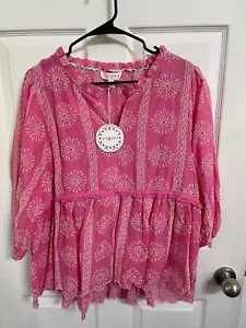 NWT New Womens Ladies UMGEE Tunic Top Shirt Blouse Eyelet Embroidered 1XL  1X - Picture 1 of 1